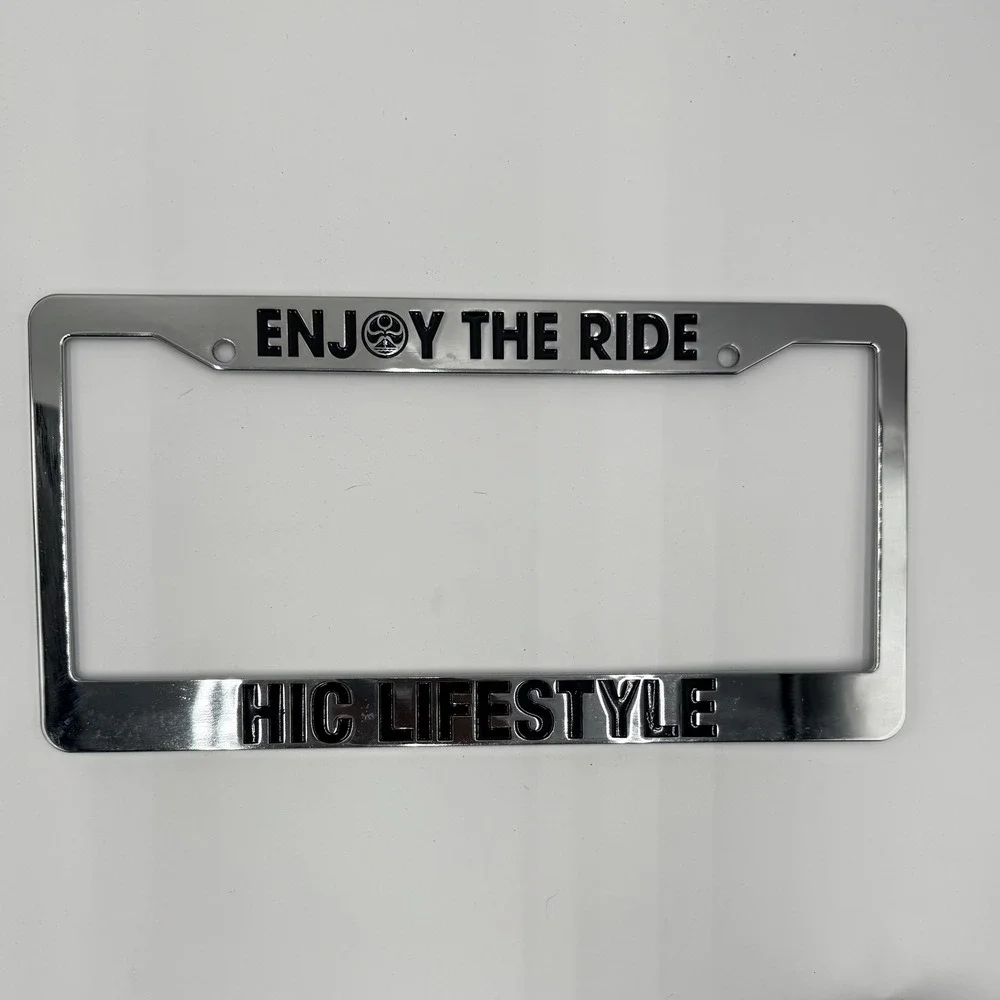 HIC‎ LIFESTYLE License Plate Frame Enjoy The Ride Chrome Silver Auto Car Truck